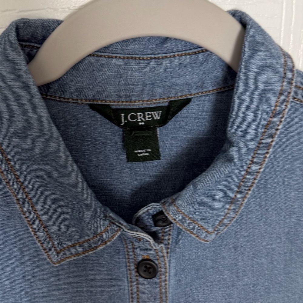 J. Crew Chambray Button-Up Shirt Dress in Light Blue - Picture 3 of 8